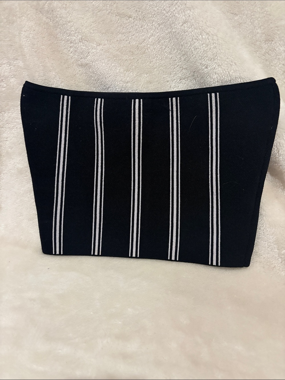 Babaton Black Bandeau Top with White Stripe Detail